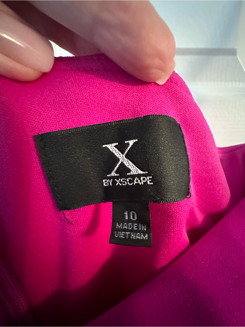 Xscape One-Shoulder Ruffle Fuchsia Gown - Picture 5 of 7